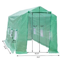 Outsunny 15’ x 7’ x 7’ Outdoor Portable Walk-In Tunnel Greenhouse with Windows(m-3)