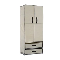 HomCom 68"X29" Portable Clothes Closet Wardrobe Rack - Beige(m-1)