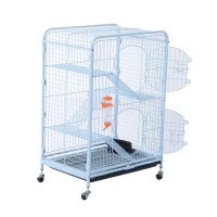 PawHut 37" Mesh 4 Level Portable Indoor Small Animal Pet Habitat Cage Kit - White(m-4)