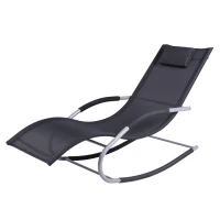 Outsunny Chaise Rocker Patio Lounge Chair Swing Recliner with Pillow(m-1)
