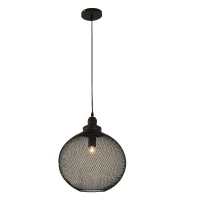 HomCom Retro Industrial Hanging Steel Globe Mesh Light Fixture Pendant - Black(m-2)