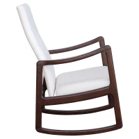 HomCom Modern Wood Rocking Chair Indoor Porch Furniture for Living Room - Coffee Brown / White with Cushion(m-7)