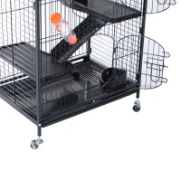 Pawhut 52" 6 Level Indoor Small Animal Cage Hutch - Black(m-9)