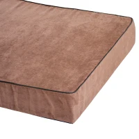 PawHut Orthopedic 52" x 36" Suede Padded Pet Dog Bed  Memory Foam Bolster with Pillow - Brown with Army Green Liner(m-10)