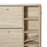 HomCom Shoe Cabinet - Pull Out Door Organizer Closet - White Oak(m-7)