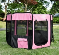 Pawhut 46" Soft Sided Folding Pet Playpen Crate - Pink / Black(m-2)