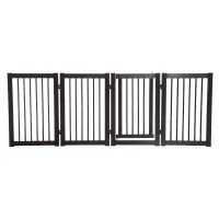 PawHut 31" x 81" 4 Panel Freestanding Wooden Expandable Pet Gate with Door(m-5)