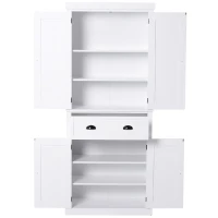 HomCom 72" Large Colonial Free Standing Wooden Kitchen Pantry Cupboard Storage Cabinet - White(m-10)