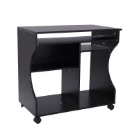 HomCom Wheeled Computer Cart - Black(m-1)