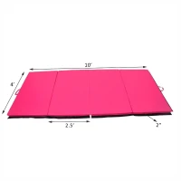 Soozier 10' x 4' x 2" PU Leather Folding Gymnastics Tumbling / Martial Arts Mat with Handles - Pink(m-3)