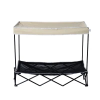PawHut 40" Cooling Pet Mesh Elevated Dog Cot Bed With Shade Canopy(m-5)