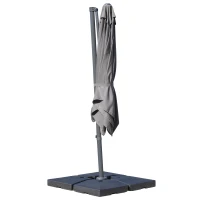 Outsunny 8ft x 8ft Square Offset 360 Cantilever Market Patio Umbrella with Cross Base Gray(m-8)