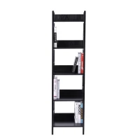 HomCom 2 Pack 5-Shelf Modern Ladder Bookcase (Black)(m-9)