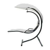 Outsunny Outdoor Hanging Sky Swing Chair with Stand – Cream(m-2)