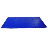 Soozier 10' L x 4' W x 2" H PU Leather Folding Gymnastics / Martial Arts Tumbling Mat - Blue(m-3)