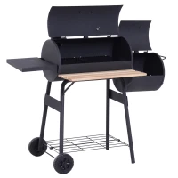 Outsunny 48" Steel Portable Backyard Charcoal BBQ Grill and Offset Smoker Combo with Wheels(m-8)