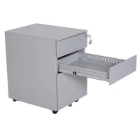 Vinsetto 24" Metal 3 Drawer Locking Under Desk Filing Cabinet On Wheels - Grey(m-10)