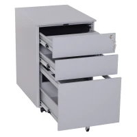 Vinsetto 24" Metal 3 Drawer Locking Under Desk Filing Cabinet On Wheels - Grey(m-3)
