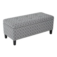 HomCom 42" Elegant Soft Fabric Tufted Storage Ottoman Bench Seat Bedroom Couch Footrest - Grey/White(m-2)