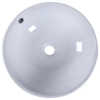 Kleankin 16.5"D Round Above Counter Vessel Sink Porcelain Ceramic Bathroom Vanity Sink Art Basin - Glossy White(m-2)