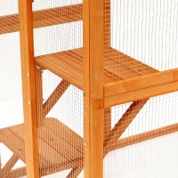 PawHut 71" x 39" x 71" Large Tall Wooden Safe Outdoor Cat Enclosure Catio Cage Heavy Duty Pet Habitat Playpen with 6 Platforms(m-11)