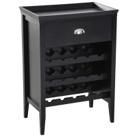 HomCom 33" 15 Bottle Floor Wine Rack Storage Cabinet - Black(m-1)