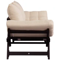 HOMCOM Click Clack Couch  Convertible Futon Sleeper Sofa Bed - Modern - Linen Fabric - 61" L - Beige(m-9)