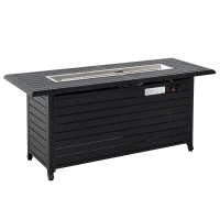 Outsunny 57" Black Bronzed Aluminum Rectangular Patio Gas Fire Pit with Table Lid(m-3)