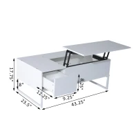 HomCom 43" Modern Lift Top Coffee Table with Hidden Storage - Matte White(m-4)