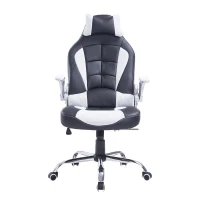HomCom High Back Racing Style Ergonomic Gaming Chair With Armrest, Lumbar And Head Support - White / Black(m-8)
