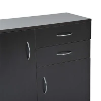 HomCom Wooden Two Door Shoe Shelf Storage Organizer With Drawers - Dark Coffee(m-9)