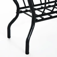 HomCom Metal Magazine Rack End Table w/ Glass Top - Black Glass Top(m-6)