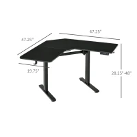 Vinsetto 65.75" Adjustable Height Standing Desk, V-Shaped Computer Desk Workstation for Home, Office, Black(m-3)