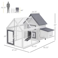 PawHut 48" Wood Outdoor Chicken Coop House with Nesting Box(m-3)