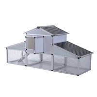 Pawhut 100” Plastic Backyard Chicken Coop Kit with Nesting Box and Outdoor Run(m-5)