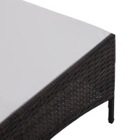 Outsunny 2 Piece Rattan Wicker Outdoor Loveseat with Sunshade Canopy and Nesting Ottoman Footrest - Brown(m-11)