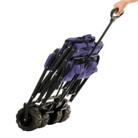 Aosom Utility Folding Wagon Big Wheels Compact Outdoor Garden Cart with Steel Structure for Shopping, Fishing, Gardening, Camping, Beach - Purple(m-8)