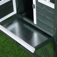 PawHut 83" Wooden Outdoor Backyard Chicken Coop Fence Rabbit Bunny Hutch House with Covered Run and Nesting Box(m-13)