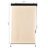 Outsunny Retractable Exterior Roller Shade Cordless Roller Shade Privacy for Balcony with UV Protection Sand Color Safety Crank Operation(m-3)