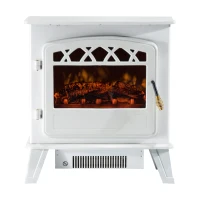 HomCom 20" 1500W Free Standing Electric Wood Stove Fireplace Heater - White(m-5)
