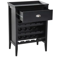 HomCom 33" 15 Bottle Floor Wine Rack Storage Cabinet - Black(m-5)