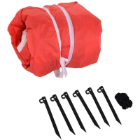 HOMCOM 7' L Christmas Holiday Yard Inflatable Outdoor  Light Up LED Inflatable Decoration  Santa on Sleigh with Reindeer(m-7)