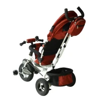Qaba 2-in-1 Lightweight Steel Adjustable Convertible Tricycle Stroller - Red(m-8)
