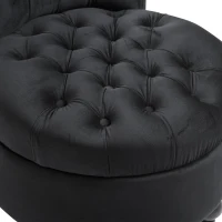 HomCom 45" Chesterfield Tufted High Back Velveteen Upholstered Accent Chair Couch for Livingroom Bedroom - Black(m-10)