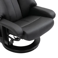 HOMCOM Heated Massage Recliner Sofa Modern Swivel Executive Chair with Ottoman and Leather-Wrapped Base - Black(m-8)