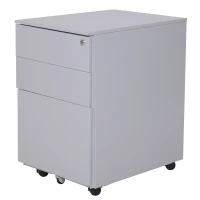 Vinsetto 24" Metal 3 Drawer Locking Under Desk Filing Cabinet On Wheels - Grey(m-5)
