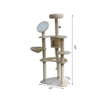 Pawhut 60" Cream Cat Tree Condo - Cream(m-4)