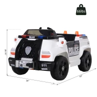 Aosom 6V Electric Ride-On Police Car Vehicle for Kids with Remote Control - Music, Lights and Siren(m-3)