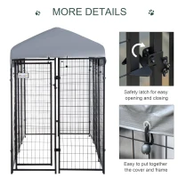 PawHut 97" x 46" Outdoor Dog Cage Galvanized Metal Dog Kennel Playpen with UV and Water Resistant Tarp Cover(m-6)