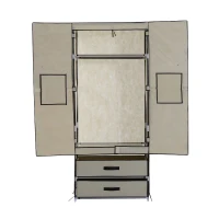 HomCom 68"X29" Portable Clothes Closet Wardrobe Rack - Beige(m-4)